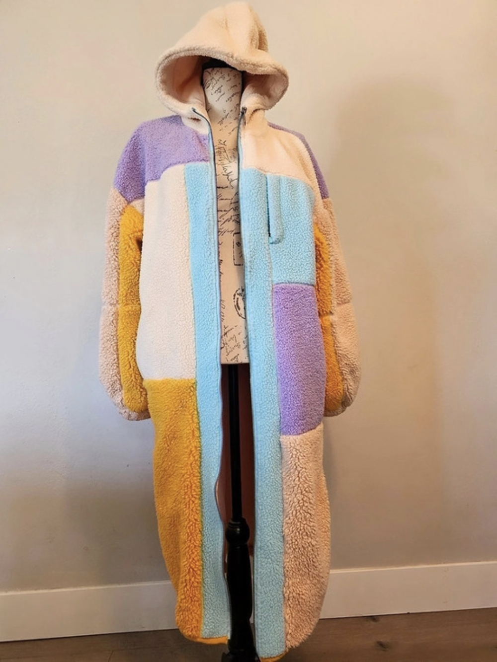 Free People Color Block Hooded Fleece Jacket